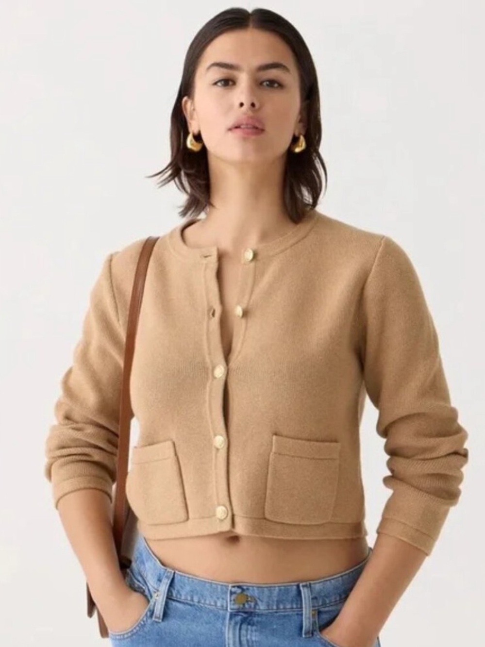 J. Crew Emilie Sweater Lady Jacket Cardigan XS Tan Preppy Classic Quiet Luxury